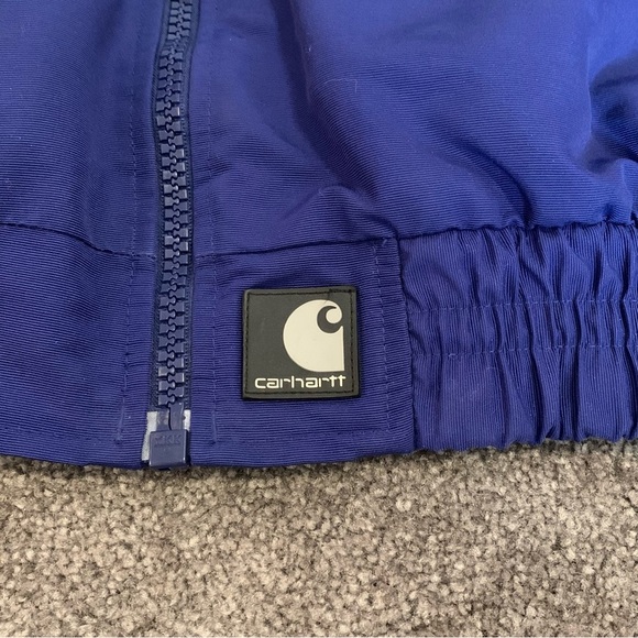 VINTAGE CARHARTT BLUE NYLON SHELL SHERPA FLEECE JACKET SIZE LARGE - Picture 3 of 9